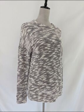 Fabletics Black & White Marled Crewneck Sweater